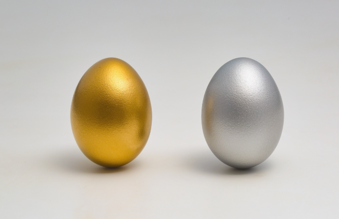 Gold egg and silver egg
